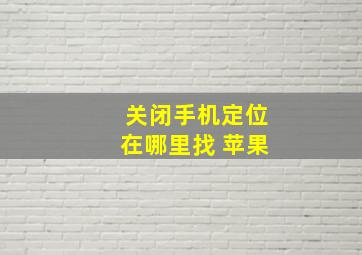 关闭手机定位在哪里找 苹果